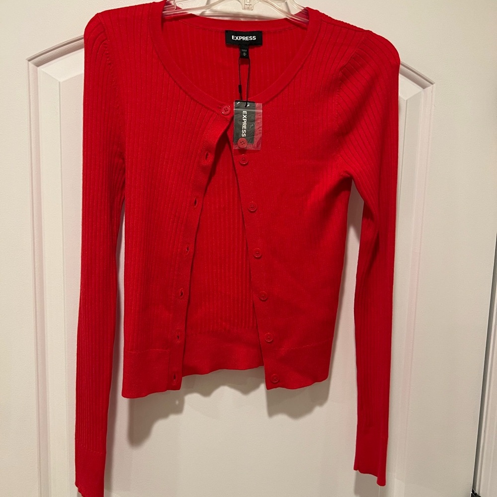 NWT Medium Express Cardigan Red Knit Sweater